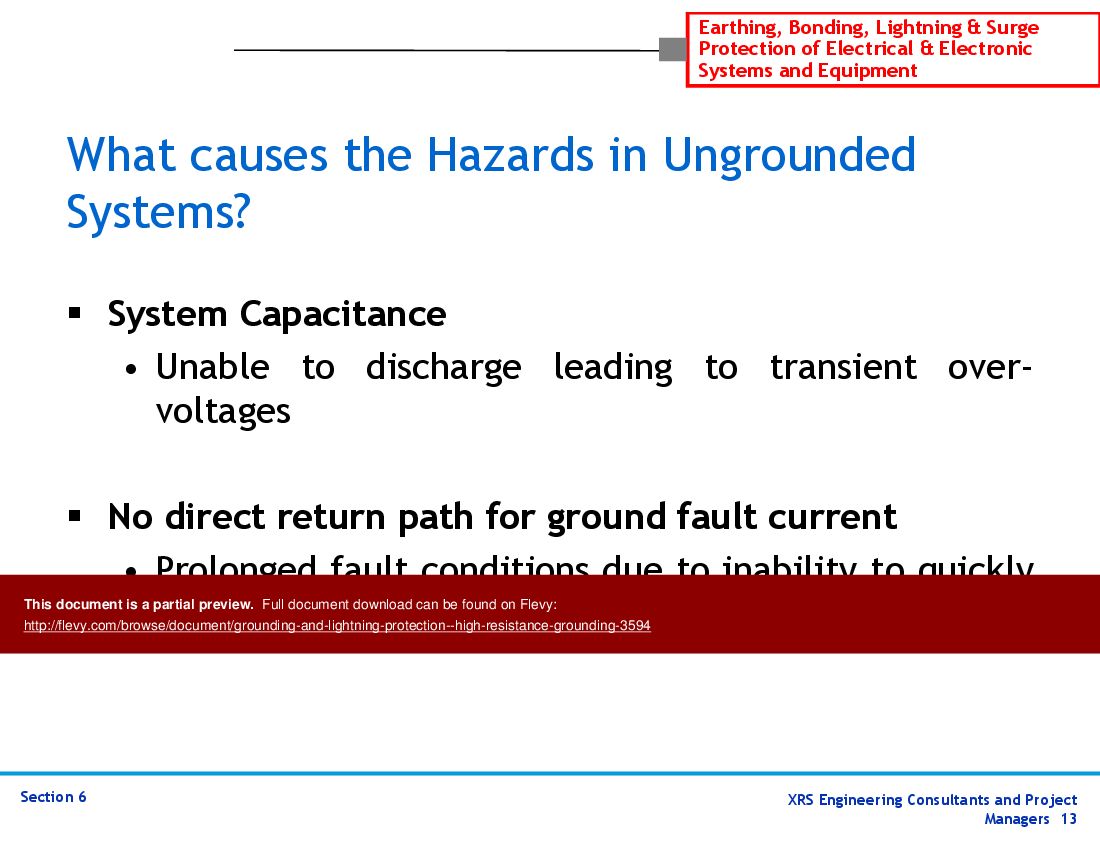 Grounding & Lightning Protection - High Resistance Grounding (88-slide PPT PowerPoint presentation (PPTX)) Preview Image