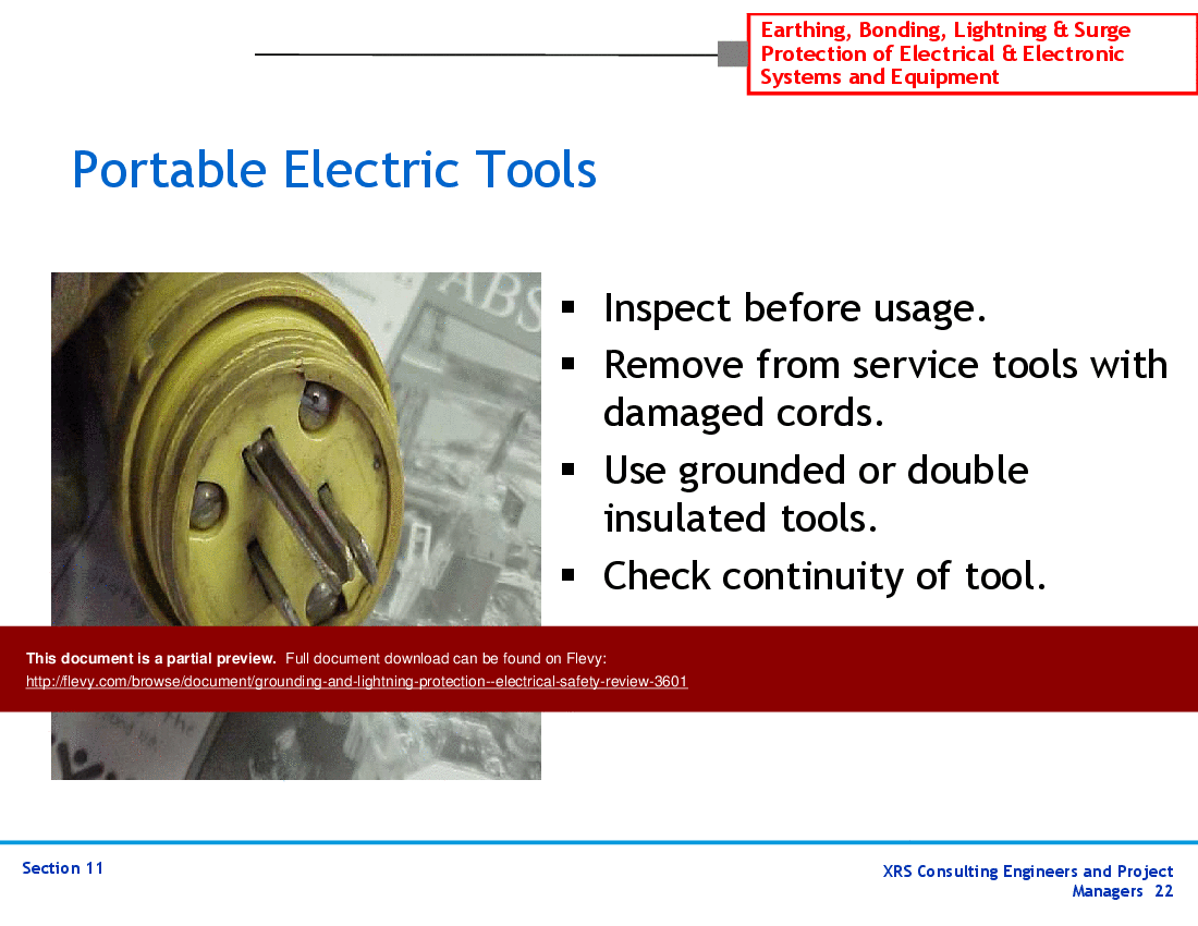 Grounding & Lightning Protection - Electrical Safety Review (74-slide PowerPoint presentation (PPT)) Preview Image