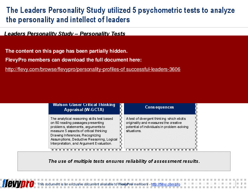 This is a partial preview of Personality Profiles of Successful Leaders (25-slide PowerPoint presentation (PPT)). Full document is 25 slides. 