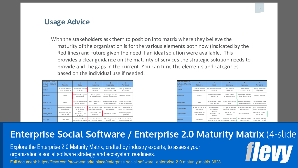 Enterprise Social Software / Enterprise 2.0 Maturity Matrix (4-slide PPT PowerPoint presentation (PPTX)) Preview Image