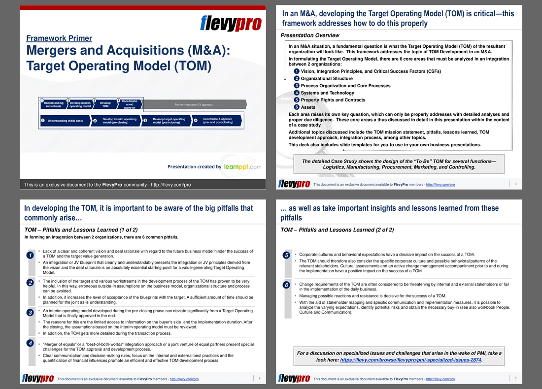 Mergers and Acquisitions (M&A): Target Operating Model (TOM) (32-slide PPT PowerPoint presentation (PPT)) Preview Image