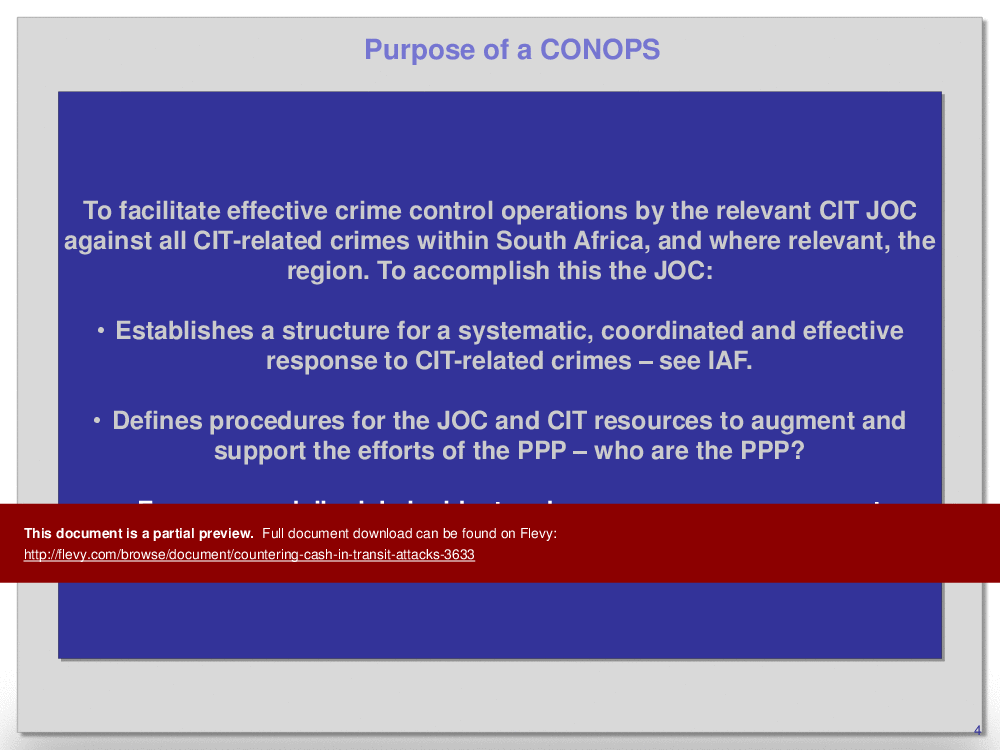 This is a partial preview of Countering Cash in Transit Attacks (30-page PDF document). Full document is 30 pages. 