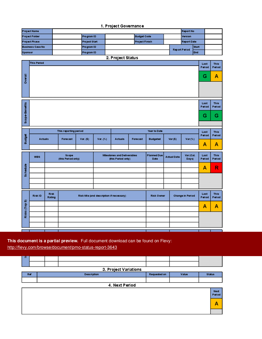 PMO Status Report (Excel workbook (XLSX)) Preview Image