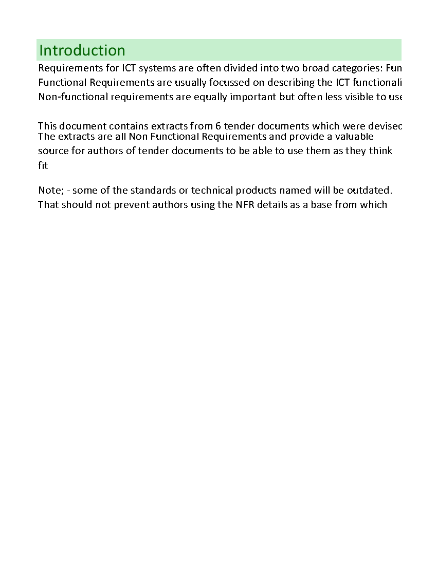 Non Functional Requirements (NFR) Example Sets