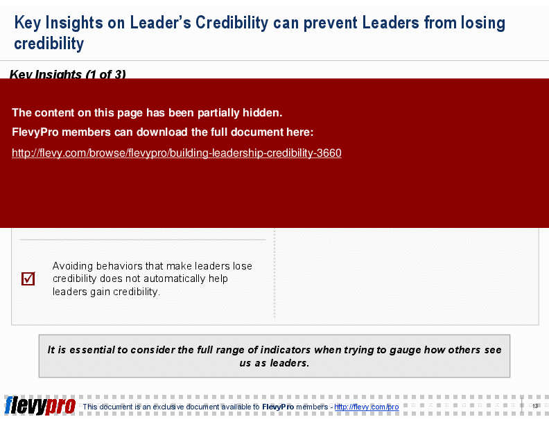 This is a partial preview of Building Leadership Credibility. Full document is 21 slides. 