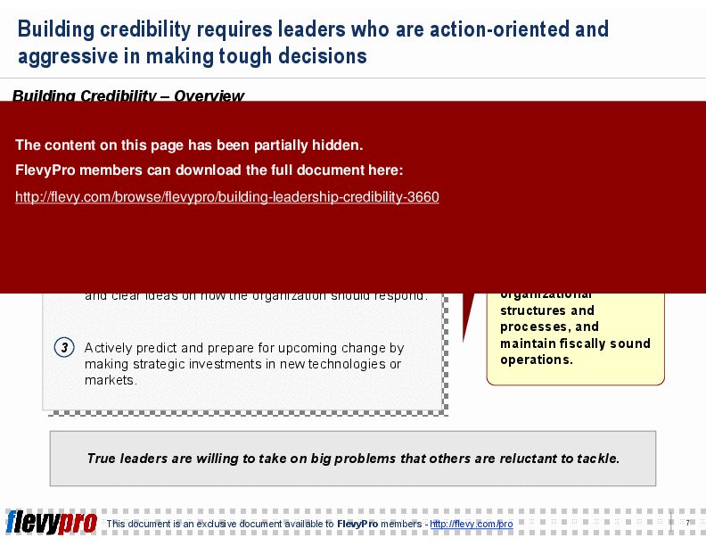 This is a partial preview of Building Leadership Credibility. Full document is 21 slides. 