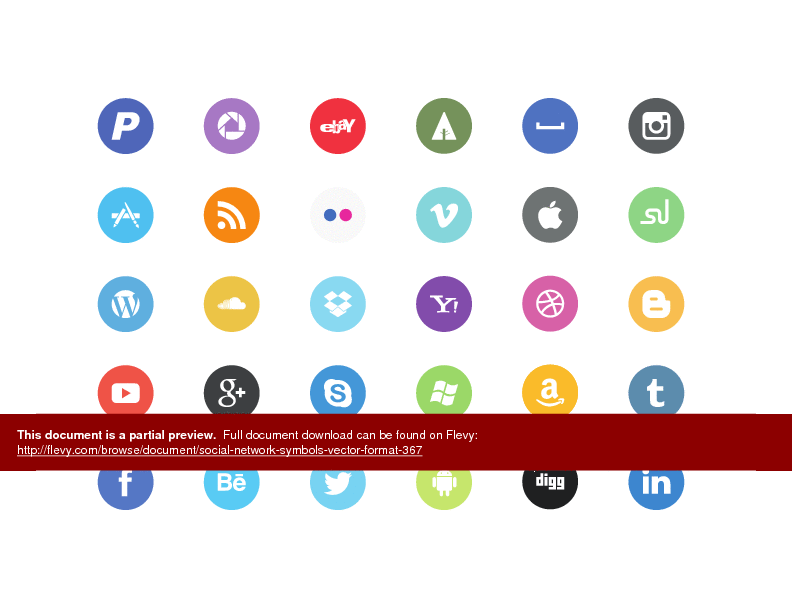 This is a partial preview of Social Network Symbols (vector format) (1-slide PowerPoint presentation (PPTX)). Full document is 1 slides. 
