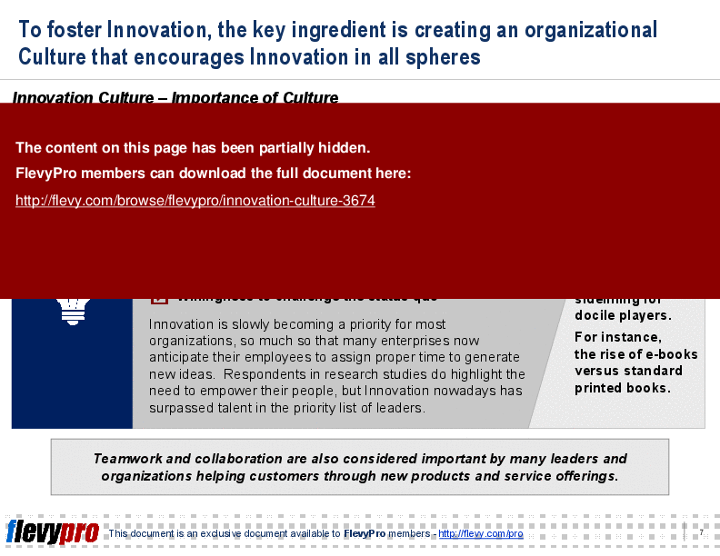 This is a partial preview of Innovation Culture (22-slide PowerPoint presentation (PPT)). Full document is 22 slides. 