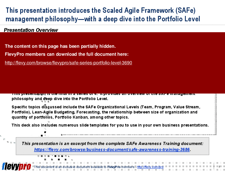 SAFe Series: Portfolio Level (23-slide PPT PowerPoint presentation (PPT)) Preview Image