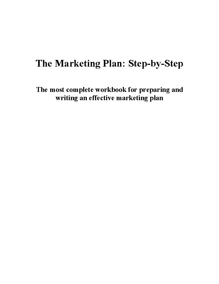 This is a partial preview of Marketing Plan Workbook. Full document is 68 pages. 