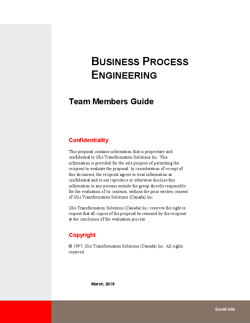 This is a partial preview of Business Process Engineering Team Guide (30-page Word document). Full document is 30 pages. 