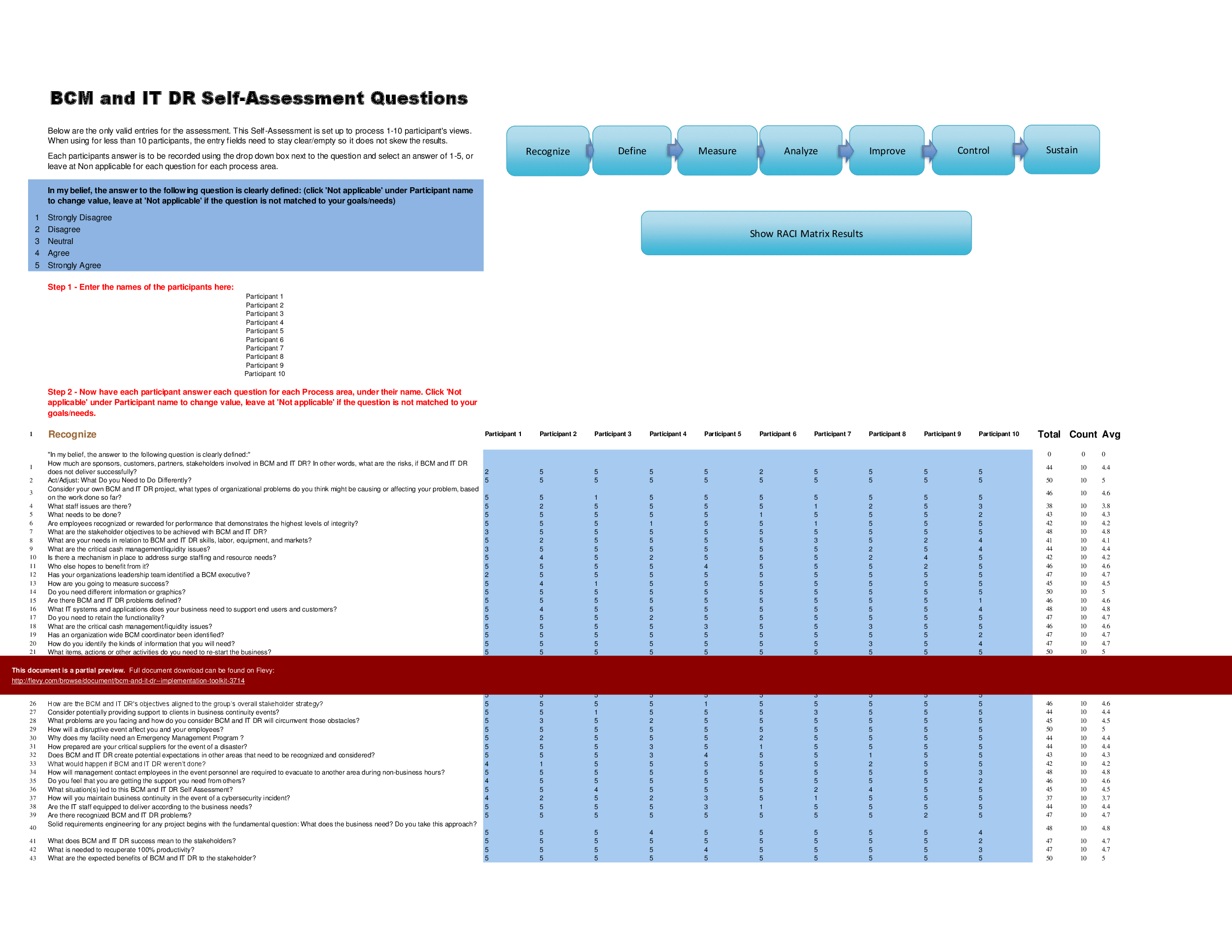 BCM and IT DR - Implementation Toolkit (Excel template (XLSX)) Preview Image