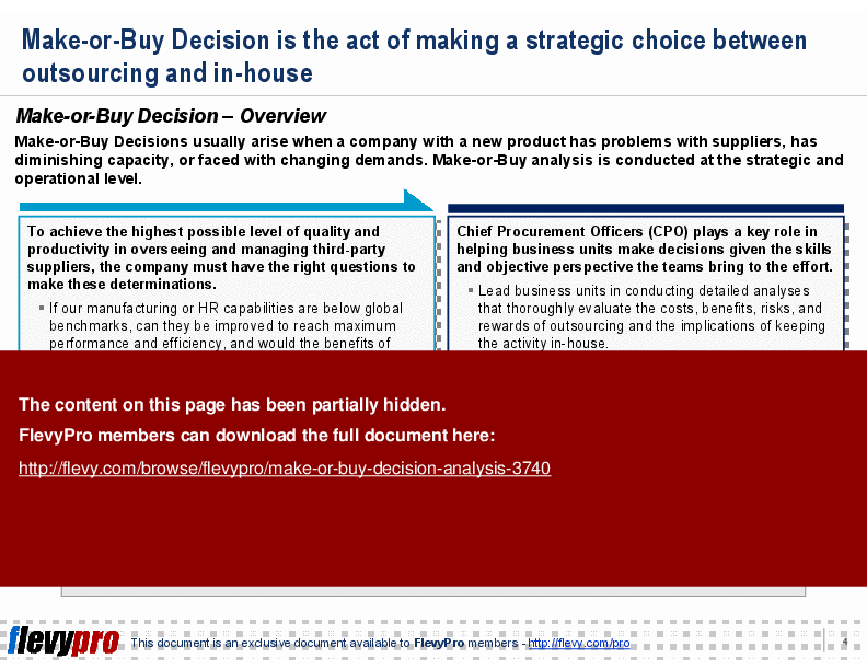 This is a partial preview of Make-or-Buy Decision Analysis (23-slide PowerPoint presentation (PPT)). Full document is 23 slides. 