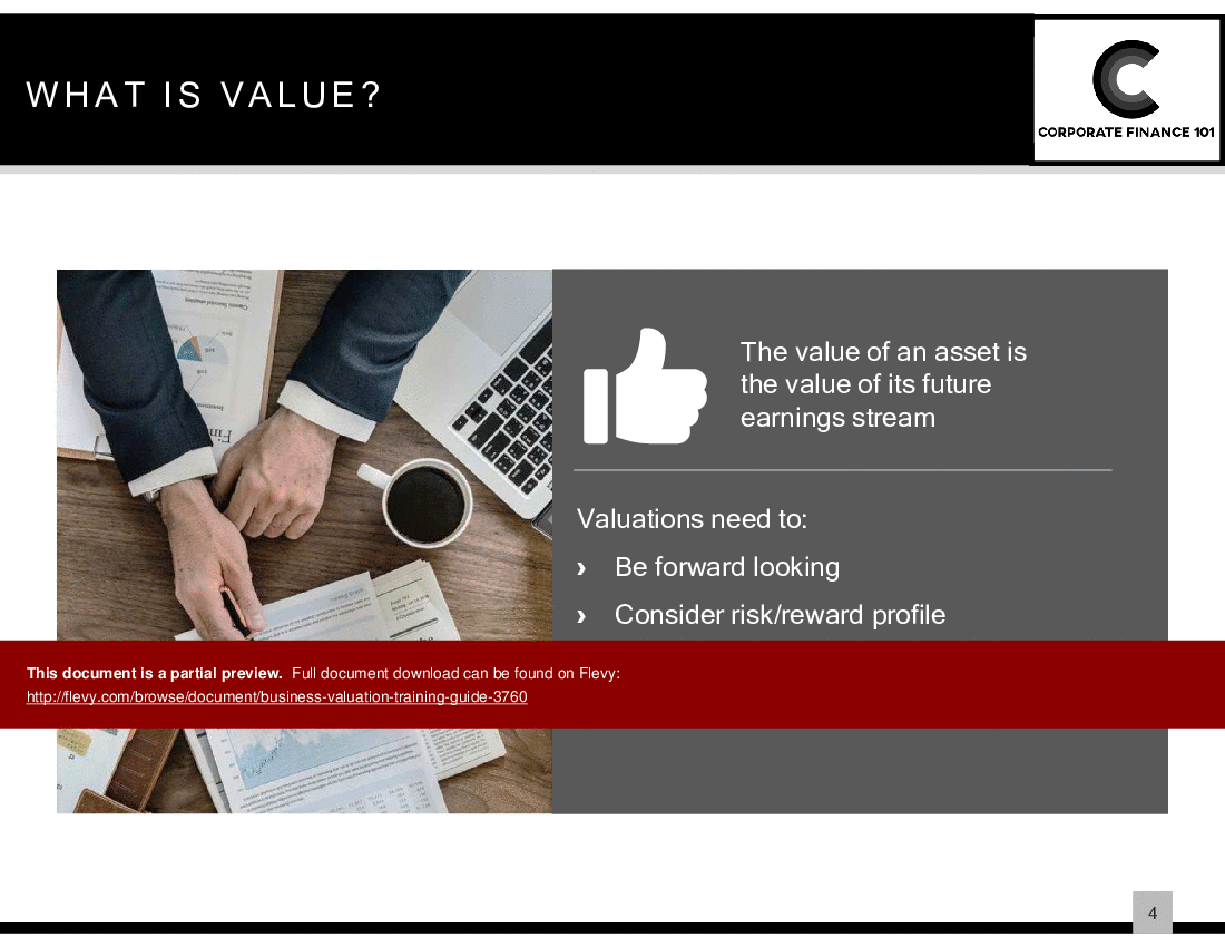 This is a partial preview of Business Valuation Training Guide (62-slide PowerPoint presentation (PPTX)). Full document is 62 slides. 