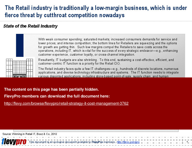 This is a partial preview of Retail Strategy: IT Cost Management (22-slide PowerPoint presentation (PPT)). Full document is 22 slides. 