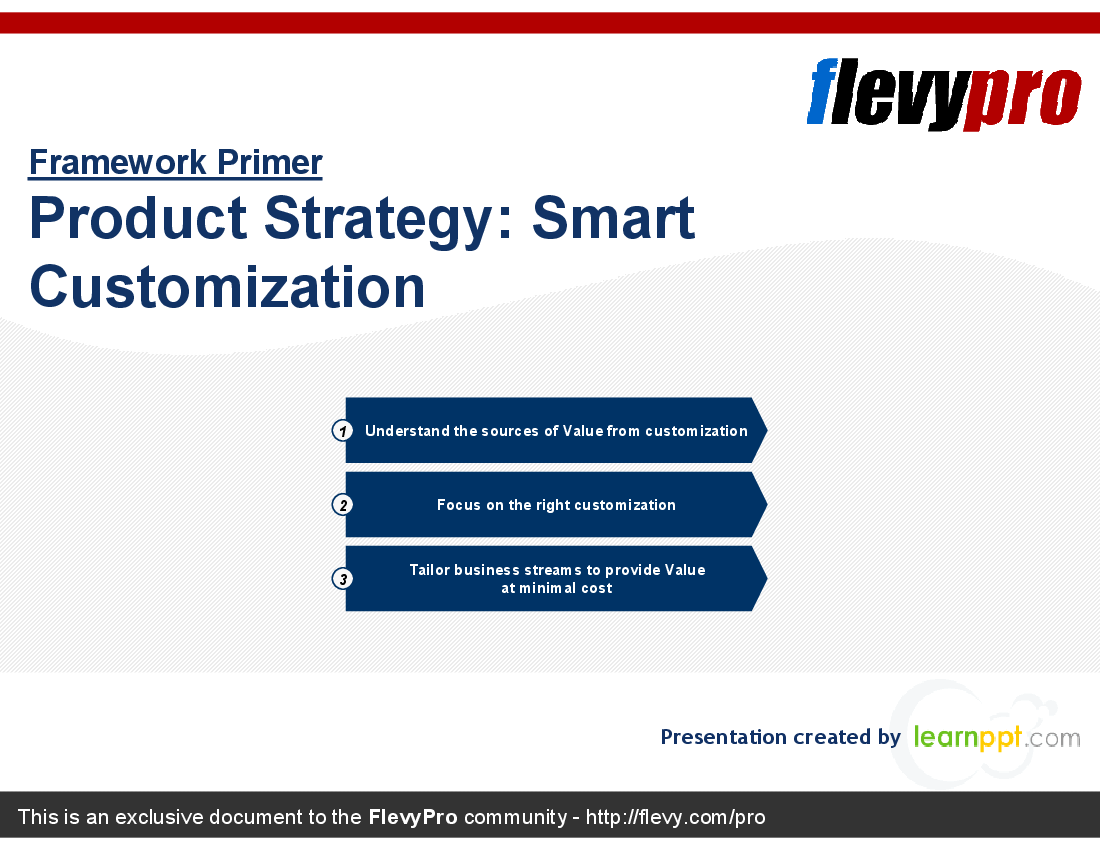 This is a partial preview of Product Strategy: Smart Customization (23-slide PowerPoint presentation (PPT)). Full document is 23 slides. 