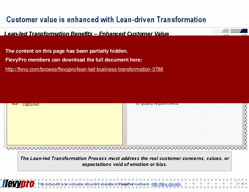 This is a partial preview of Lean-led Business Transformation. Full document is 31 slides. 