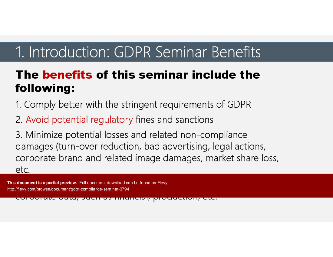 This is a partial preview of GDPR Compliance Seminar (183-slide PowerPoint presentation (PPTX)). Full document is 183 slides. 