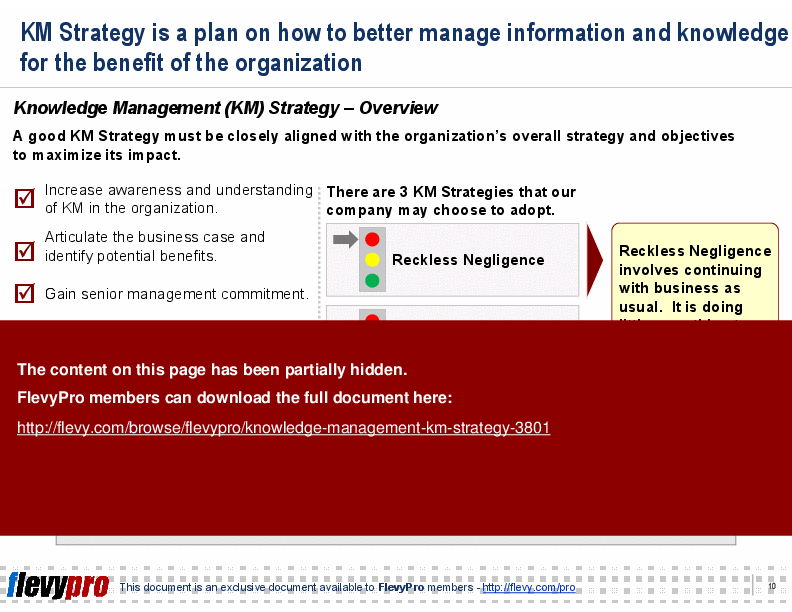 Knowledge Management (KM) Strategy (22-slide PowerPoint presentation (PPT)) Preview Image
