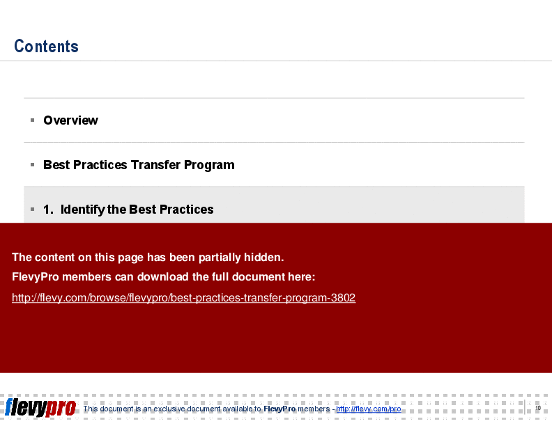 This is a partial preview of Best Practices Transfer Program (30-slide PowerPoint presentation (PPT)). Full document is 30 slides. 