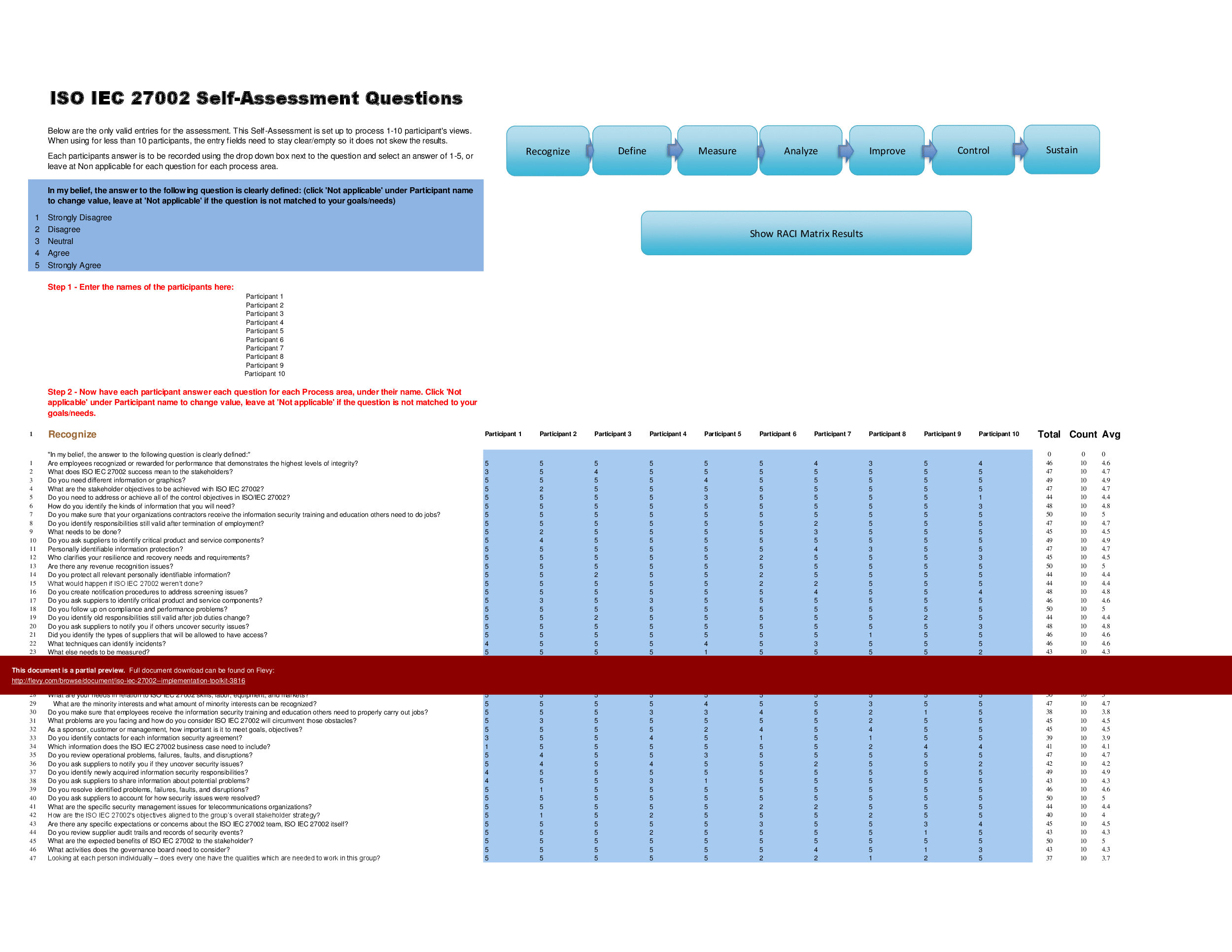 This is a partial preview of ISO IEC 27002 - Implementation Toolkit (Excel workbook (XLSX)). 