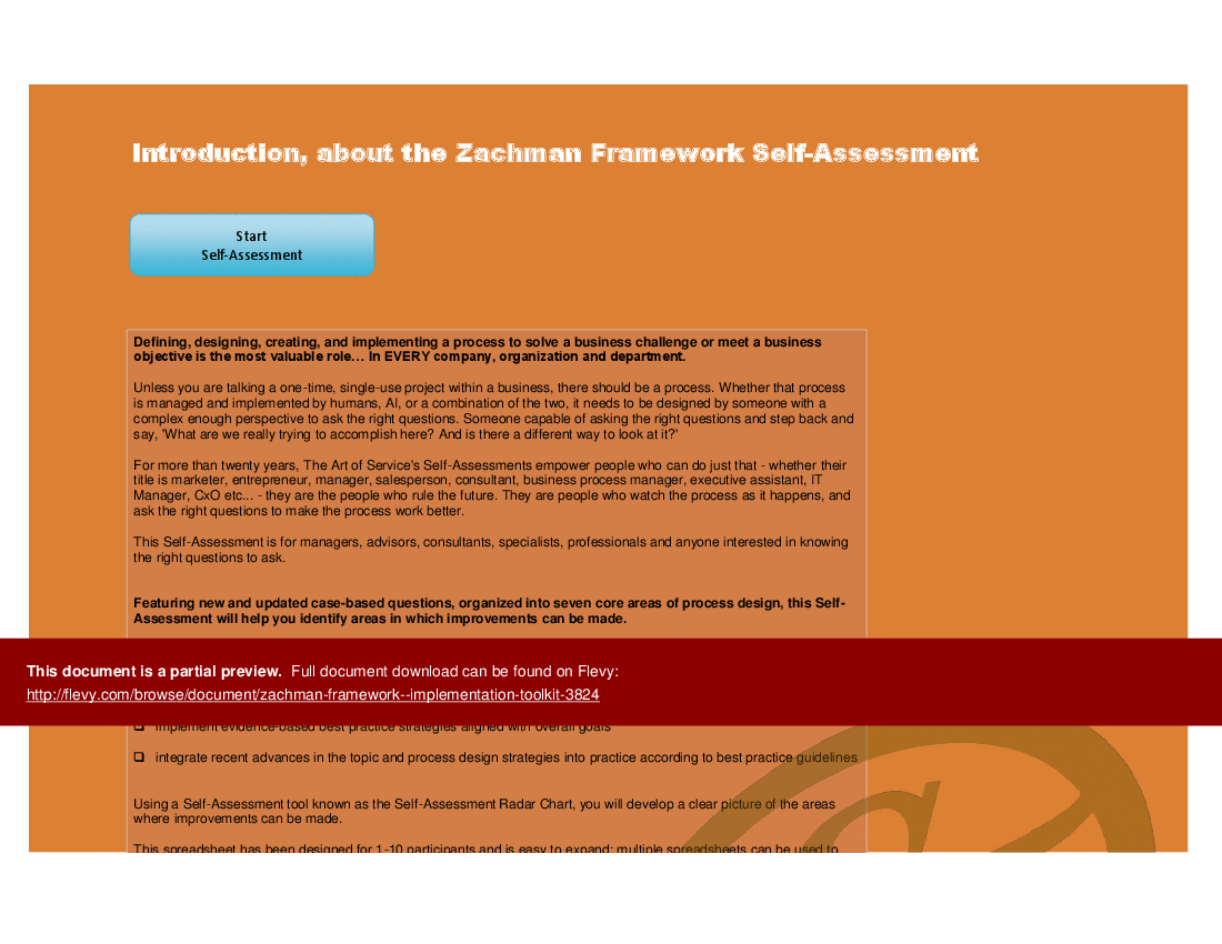 Zachman Framework - Implementation Toolkit (Excel template (XLSX)) Preview Image