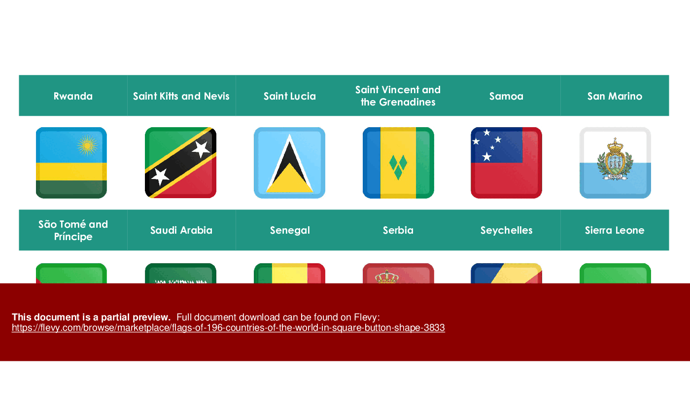 This is a partial preview of Flags of 196 Countries of the World in Square Button Shape (17-slide PowerPoint presentation (PPTX)). Full document is 17 slides. 