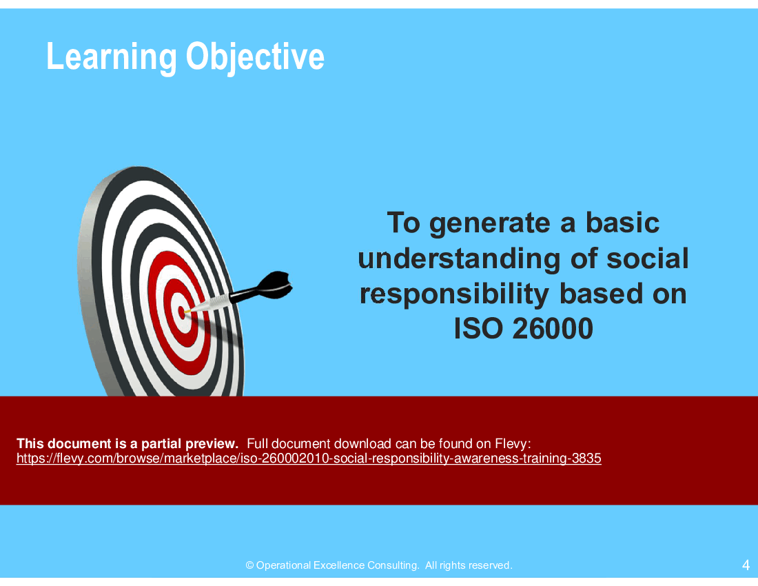This is a partial preview of ISO 26000:2010 (Social Responsibility) Awareness Training (96-slide PowerPoint presentation (PPTX)). Full document is 96 slides. 