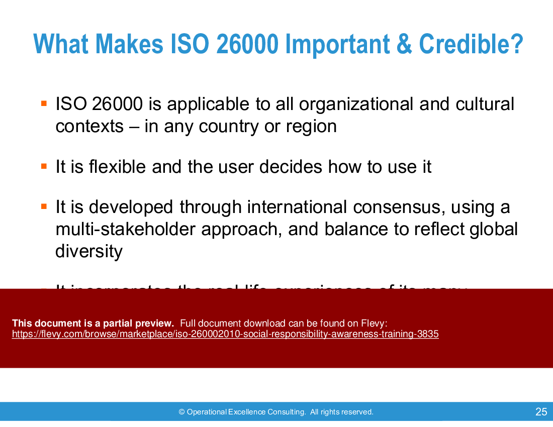 ISO 26000:2010 (Social Responsibility) Awareness Training (96-slide PPT PowerPoint presentation (PPTX)) Preview Image