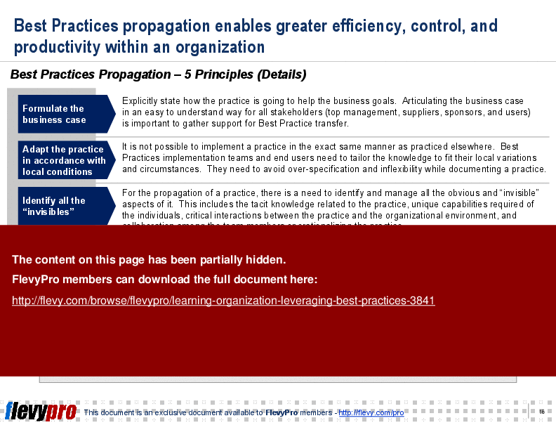 Learning Organization: Leveraging Best Practices (29-slide PPT PowerPoint presentation (PPT)) Preview Image