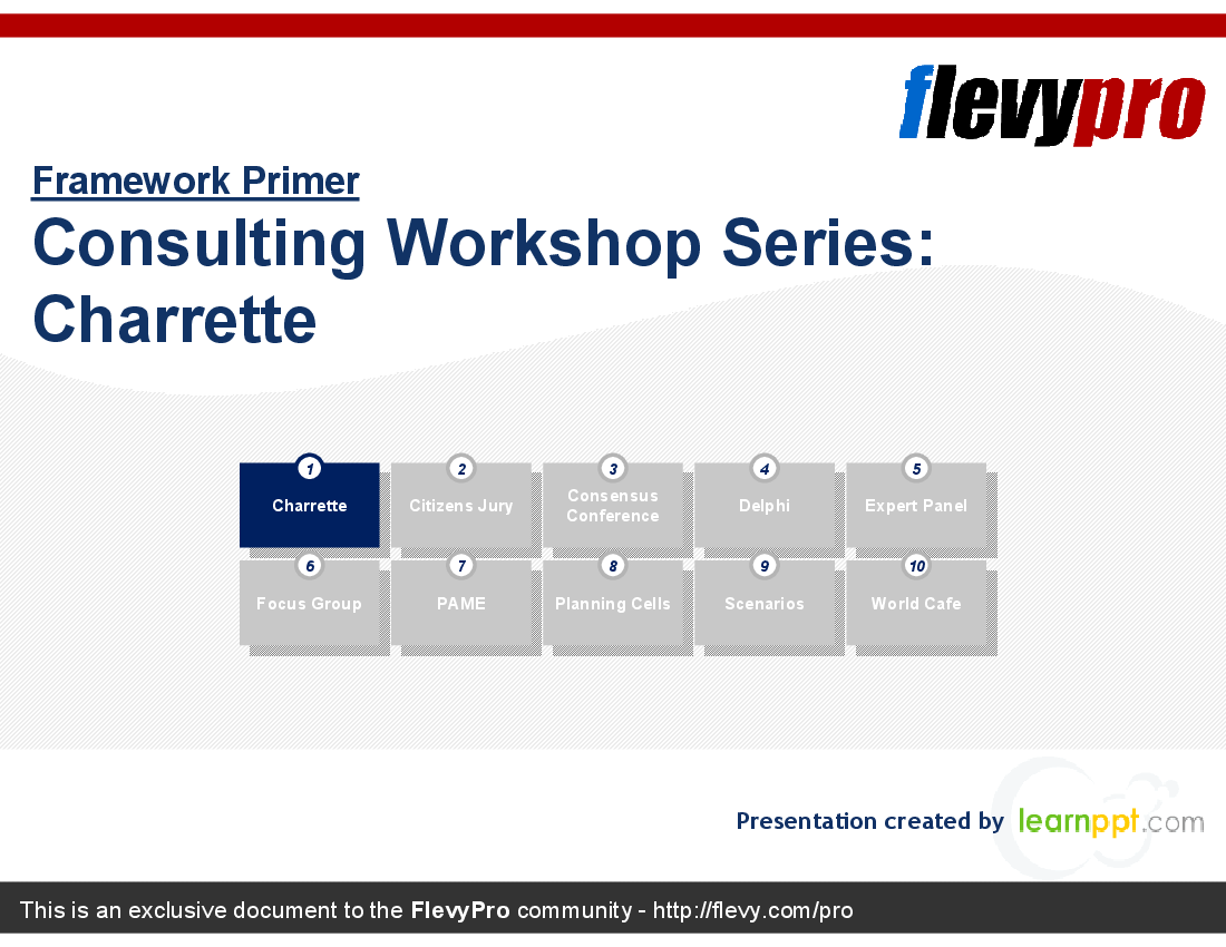This is a partial preview of Consulting Workshop Series: Charrette (27-slide PowerPoint presentation (PPT)). Full document is 27 slides. 