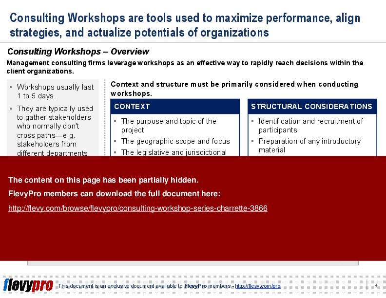 This is a partial preview of Consulting Workshop Series: Charrette (27-slide PowerPoint presentation (PPT)). Full document is 27 slides. 