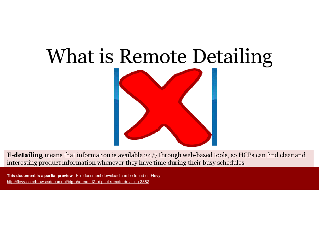 This is a partial preview of Big Pharma and Digital Remote Detailing (31-slide PowerPoint presentation (PPTX)). Full document is 31 slides. 