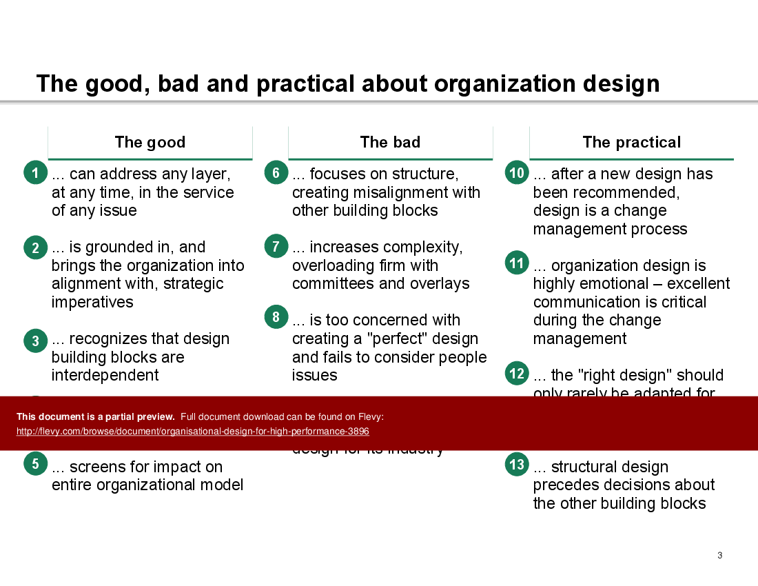 This is a partial preview of Organizational Design for High Performance (42-slide PowerPoint presentation (PPT)). Full document is 42 slides. 