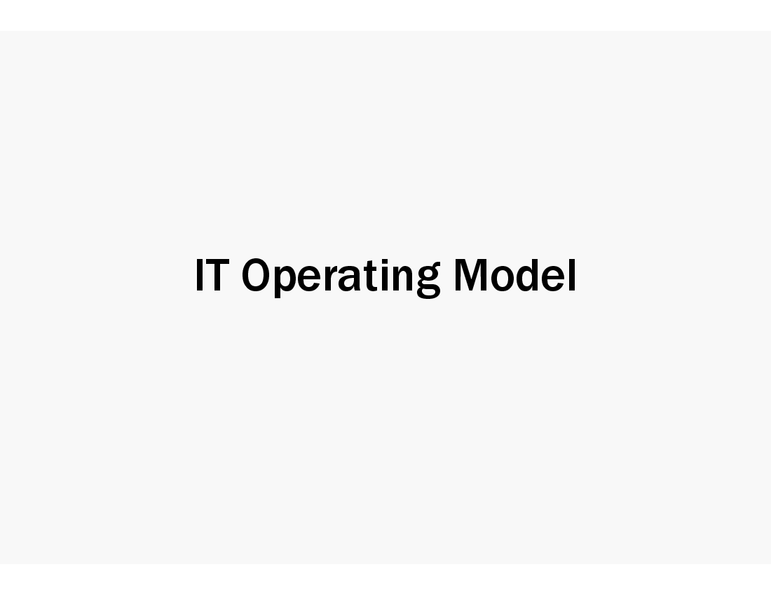 IT Operating Model Framework