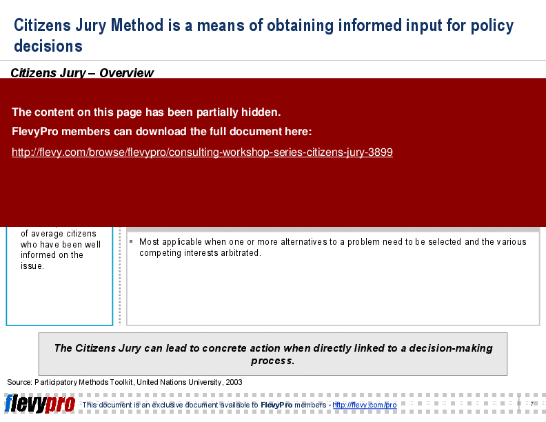 This is a partial preview of Consulting Workshop Series: Citizens Jury (29-slide PowerPoint presentation (PPT)). Full document is 29 slides. 