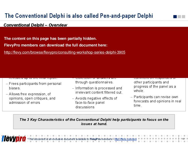This is a partial preview of Consulting Workshop Series: Delphi (28-slide PowerPoint presentation (PPT)). Full document is 28 slides. 