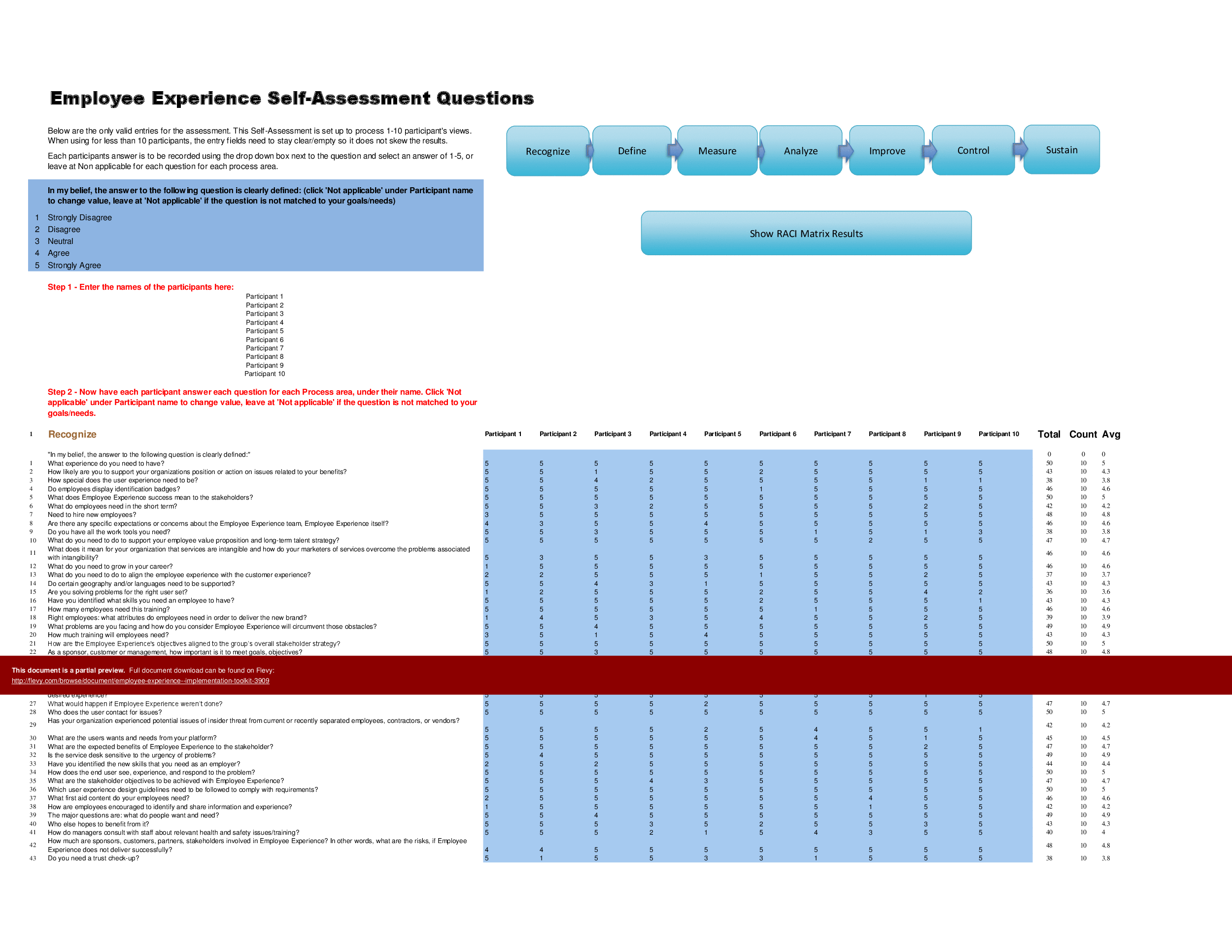 This is a partial preview of Employee Experience - Implementation Toolkit (Excel workbook (XLSX)). 