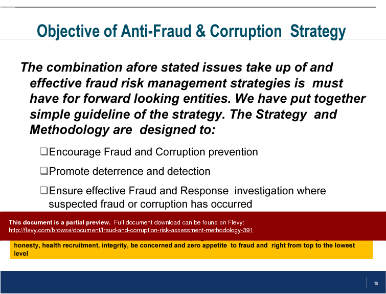 Fraud & Corruption Risk Assessment Methodology (16-slide PPT PowerPoint presentation (PPT)) Preview Image