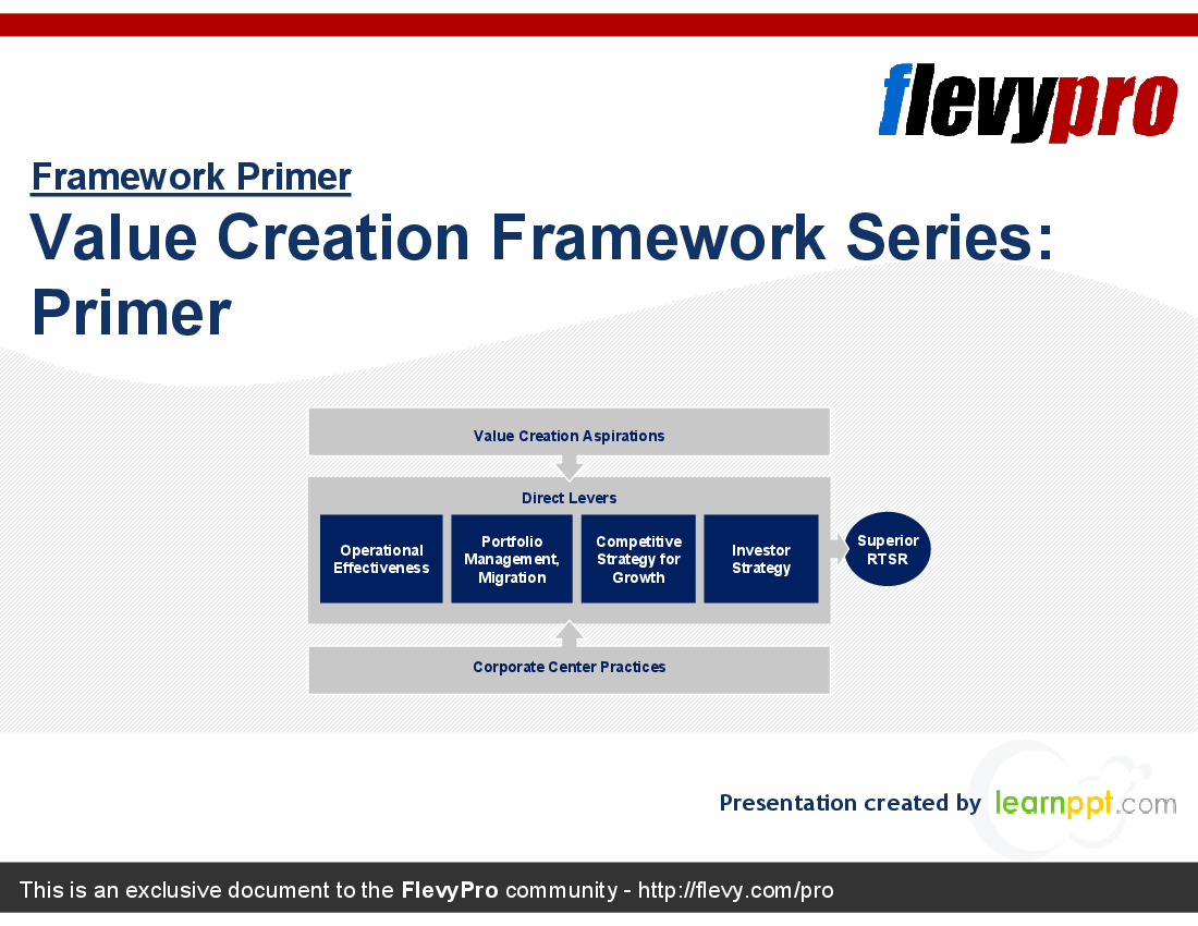 This is a partial preview of Value Creation Framework Series: Primer (28-slide PowerPoint presentation (PPT)). Full document is 28 slides. 