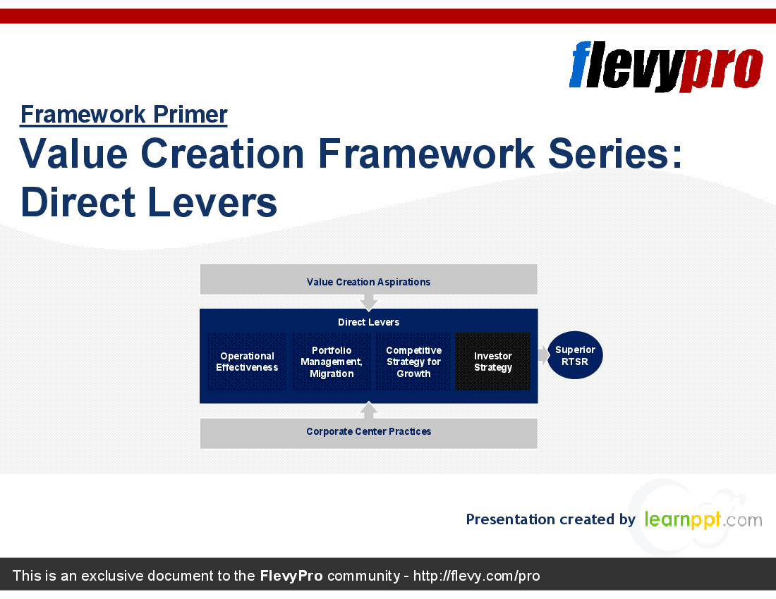 Value Creation Framework Series: Direct Levers (31-slide PPT PowerPoint presentation (PPT)) Preview Image