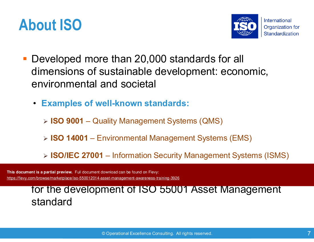 This is a partial preview of ISO 55001:2014 (Asset Management) Awareness Training (60-slide PowerPoint presentation (PPTX)). Full document is 60 slides. 