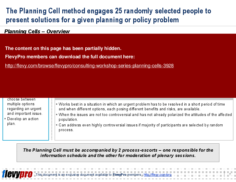This is a partial preview of Consulting Workshop Series: Planning Cells (31-slide PowerPoint presentation (PPT)). Full document is 31 slides. 