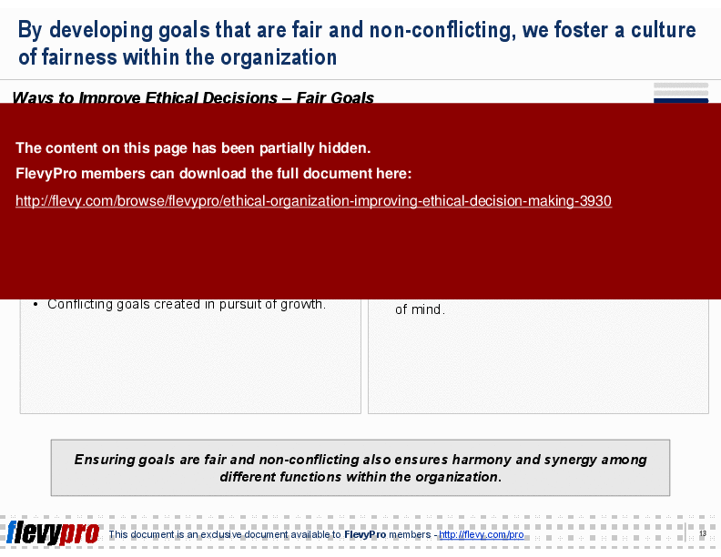 This is a partial preview of Ethical Organization: Improving Ethical Decision Making (22-slide PowerPoint presentation (PPT)). Full document is 22 slides. 