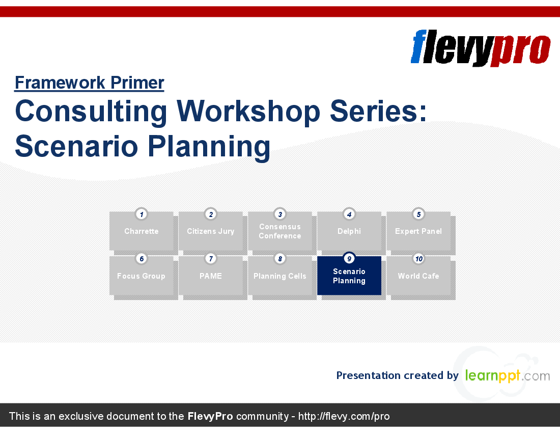Consulting Workshop Series: Scenario Planning (34-slide PowerPoint presentation (PPT)) Preview Image