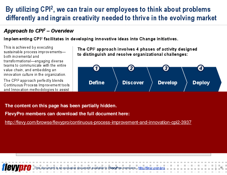 This is a partial preview of Continuous Process Improvement and Innovation (CPI2) (22-slide PowerPoint presentation (PPT)). Full document is 22 slides. 