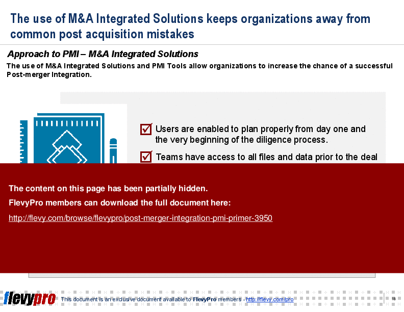 Post-merger Integration (PMI) Primer (25-slide PPT PowerPoint presentation (PPT)) Preview Image