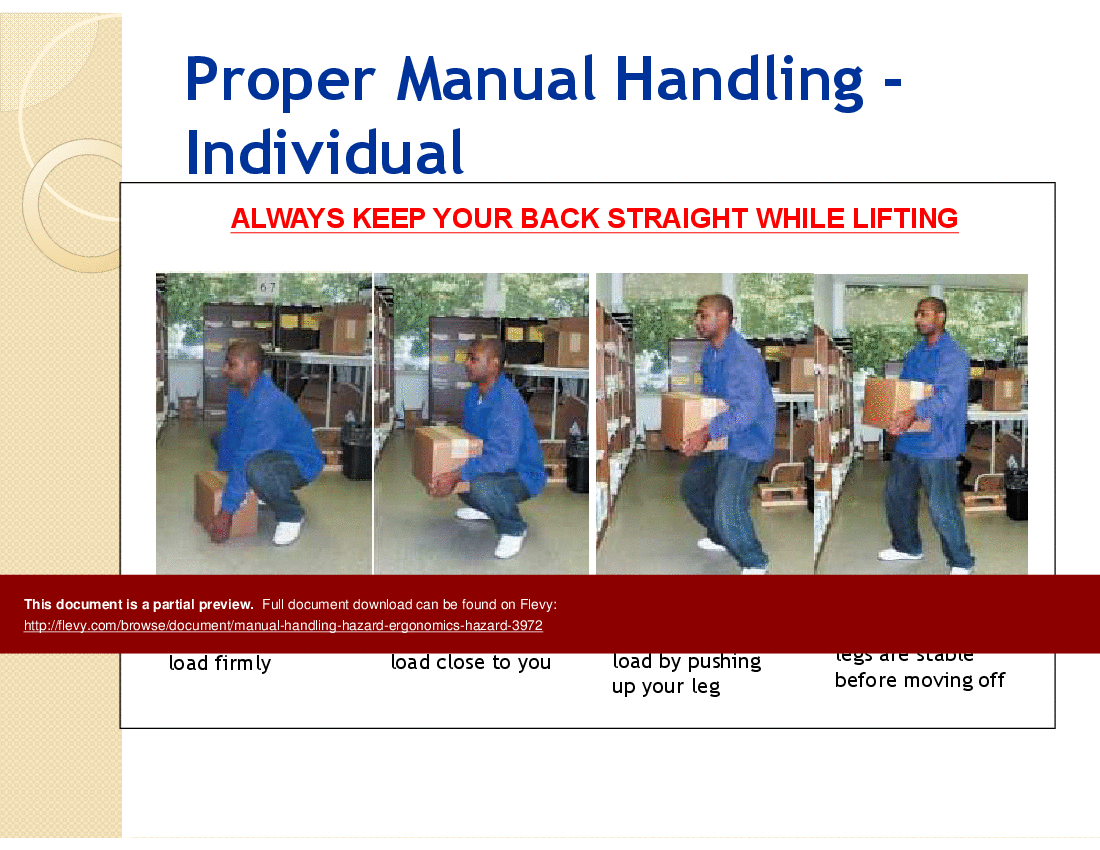 Manual Handling Hazard/ Ergonomics Hazard (28-slide PPT PowerPoint presentation (PPTX)) Preview Image