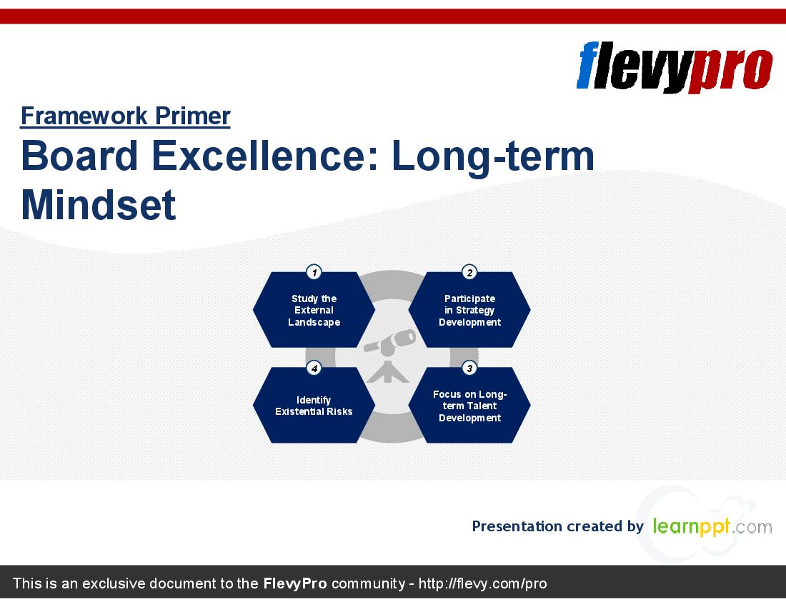 Board Excellence: Long-term Mindset (26-slide PowerPoint presentation (PPT)) Preview Image