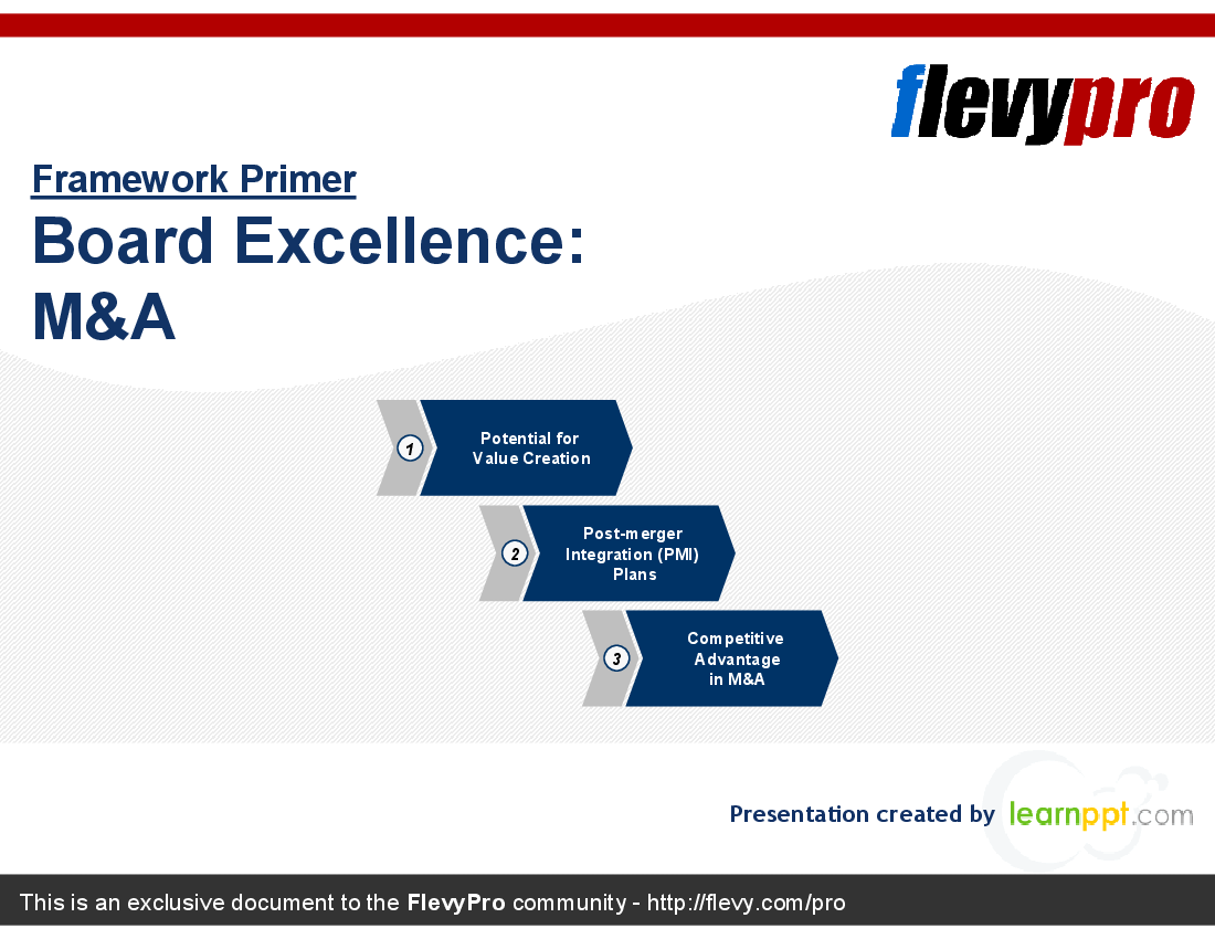 This is a partial preview of Board Excellence: M&A (25-slide PowerPoint presentation (PPT)). Full document is 25 slides. 